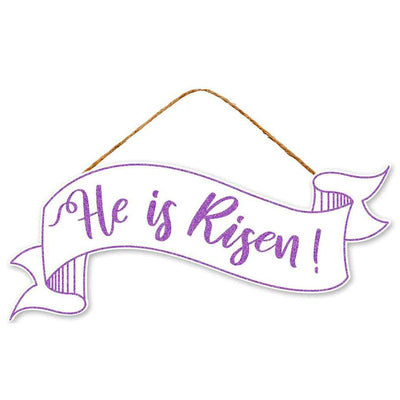 15" Wooden Sign: He Is Risen Banner