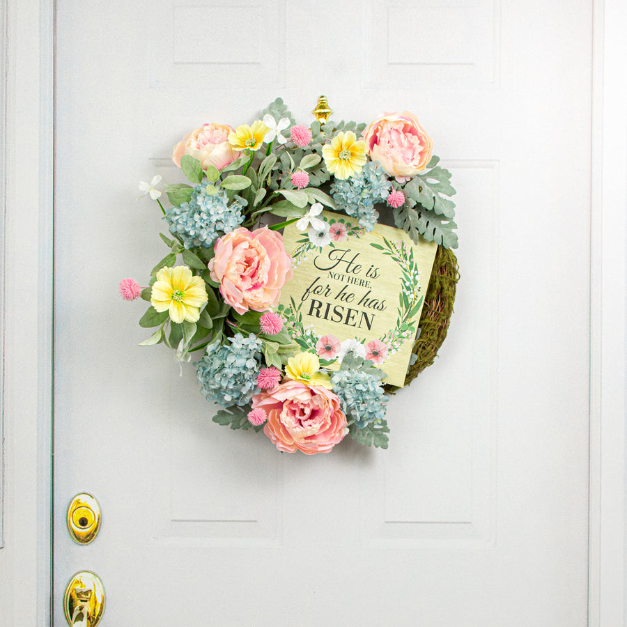 10" Square Wooden Sign: He is Not Here for He has Risen