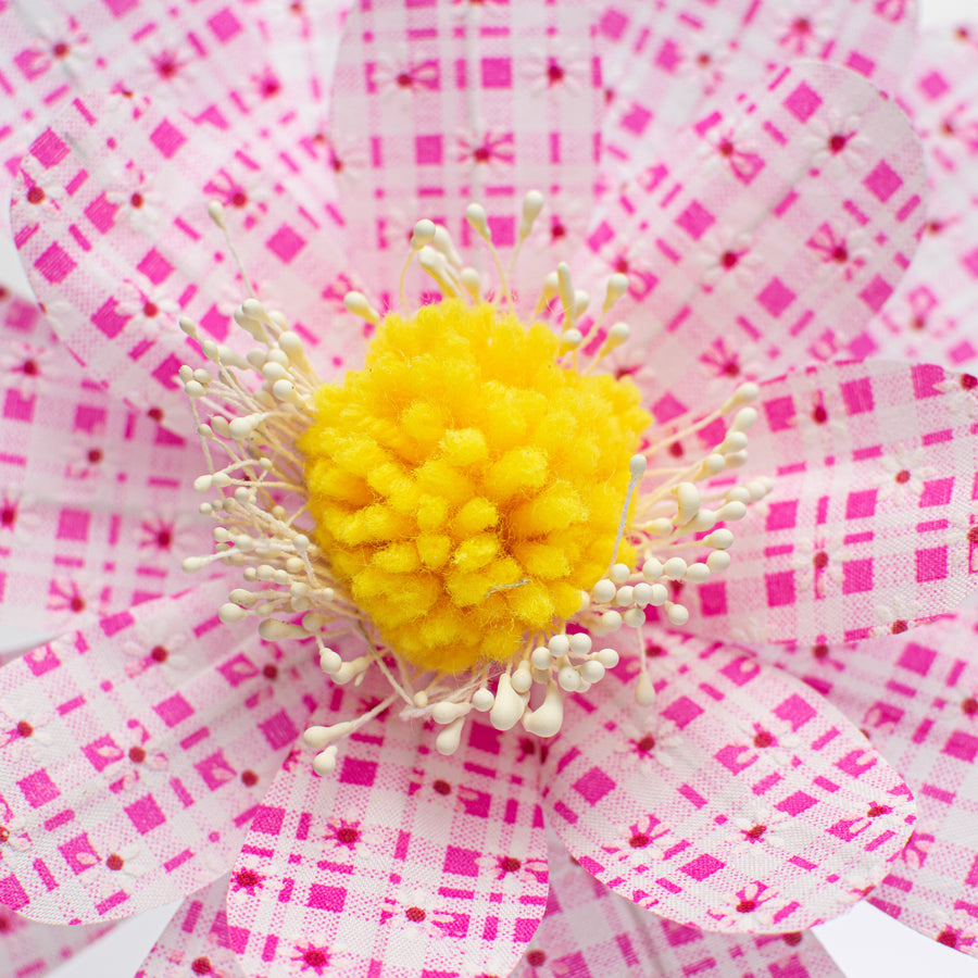 24" Plaid Daisy Sunflower Spray: Pink