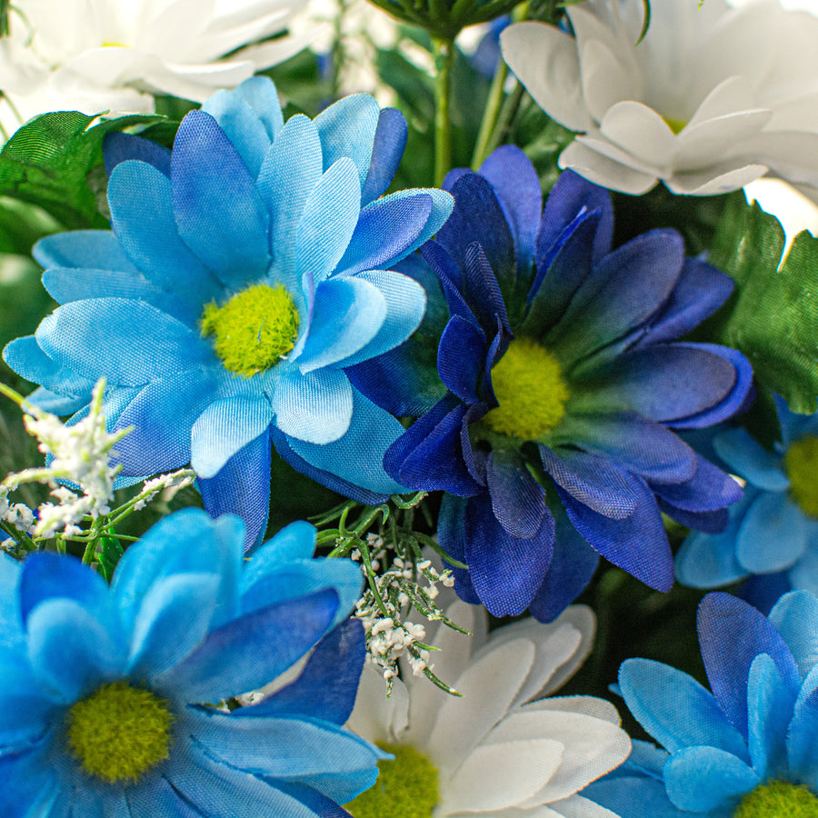 17" Colorfast Daisy Mix Bush: Blue & White