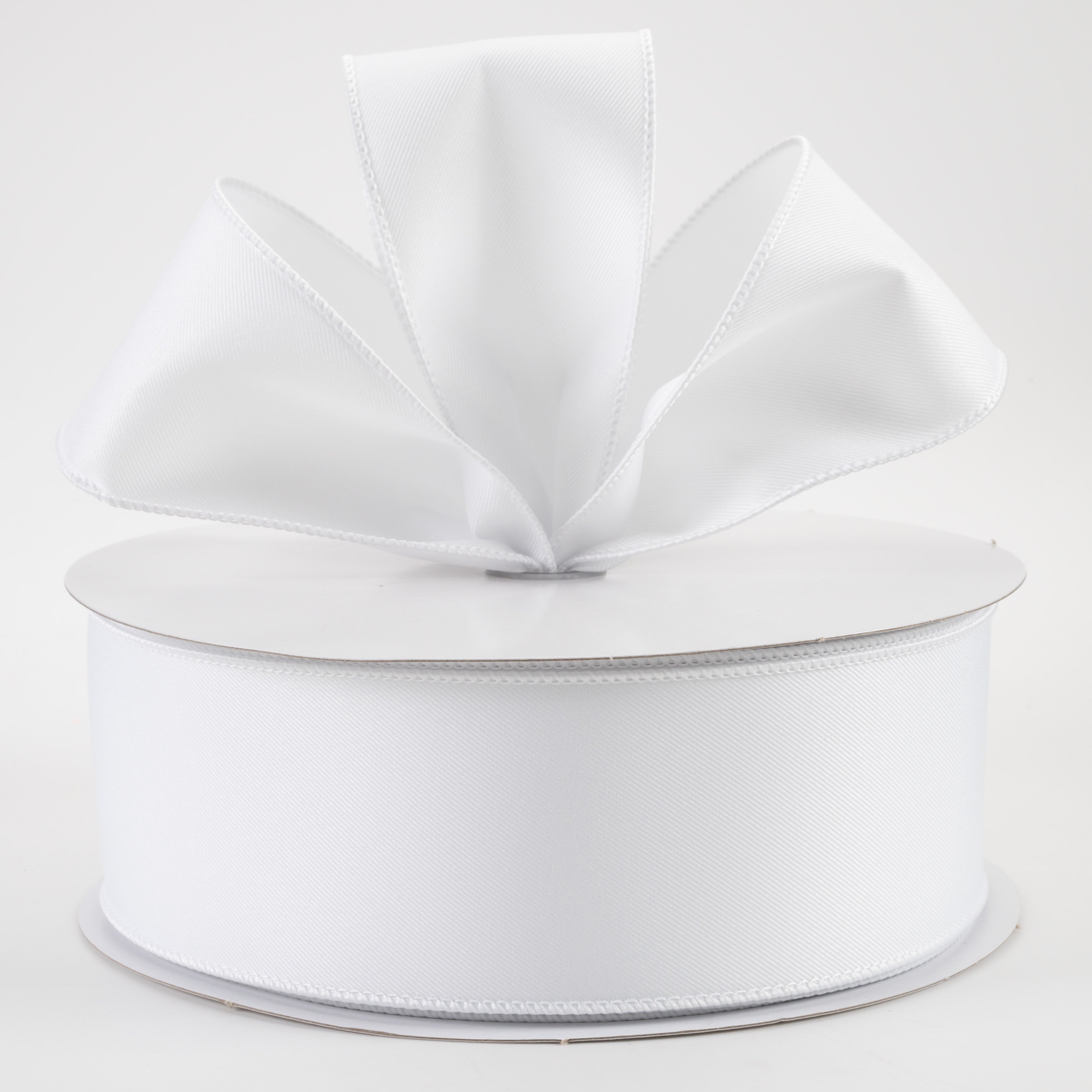 2.5" Diagonal Weave Fabric Ribbon: White (50 Yards)