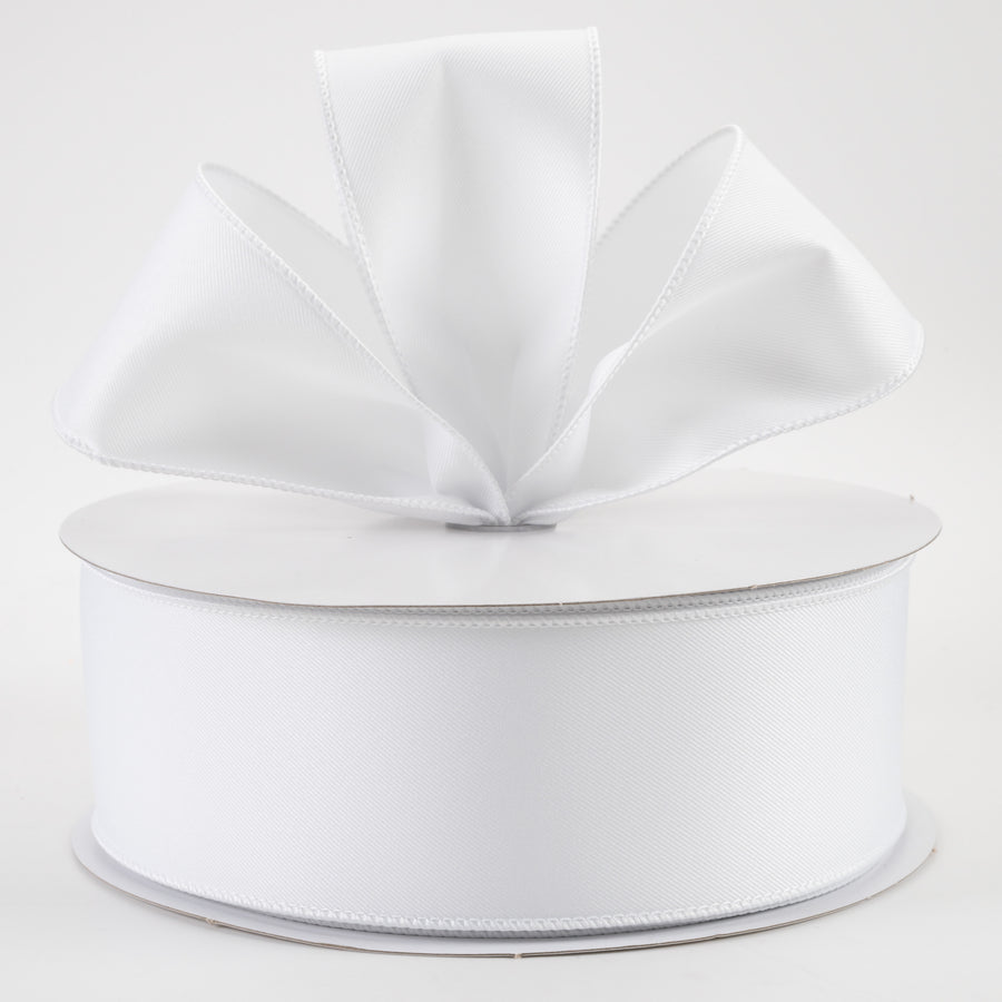 2.5" Diagonal Weave Fabric Ribbon: White (50 Yards)