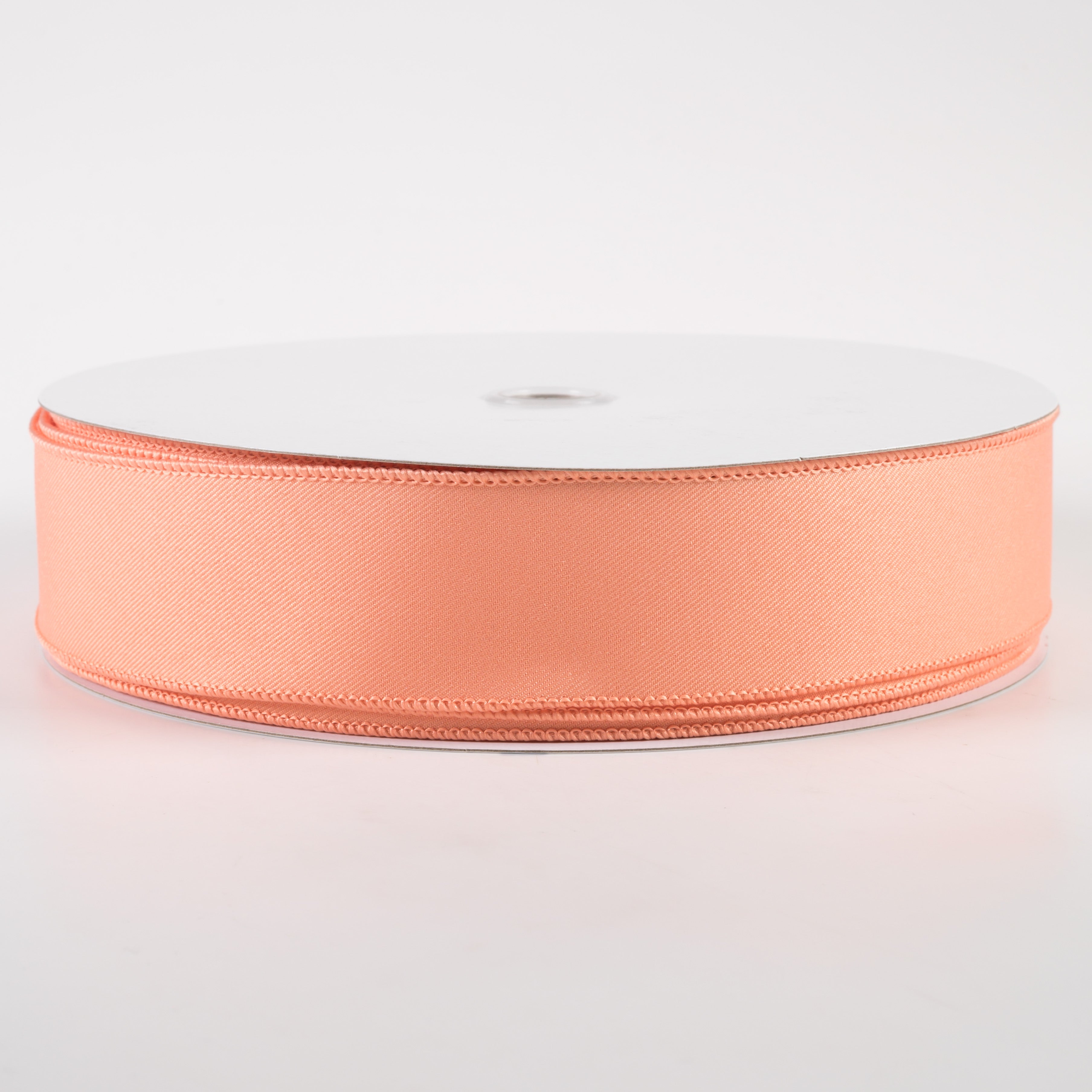 1.5" Diagonal Weave Fabric Ribbon: Peach (50 Yards)