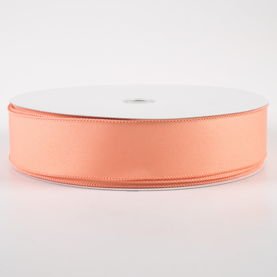 1.5" Diagonal Weave Fabric Ribbon: Peach (50 Yards)