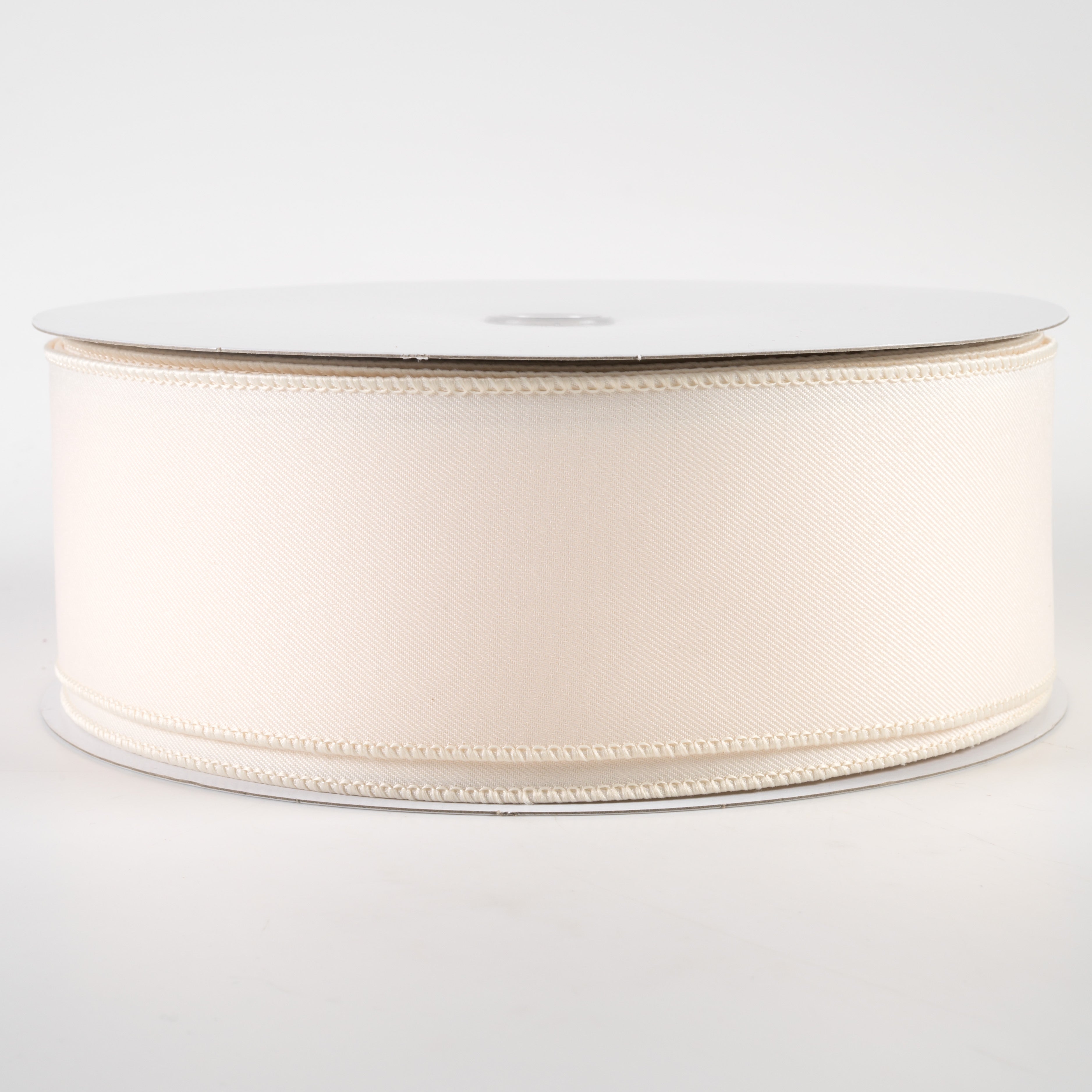2.5" Diagonal Weave Fabric Ribbon: Ivory (50 Yards)