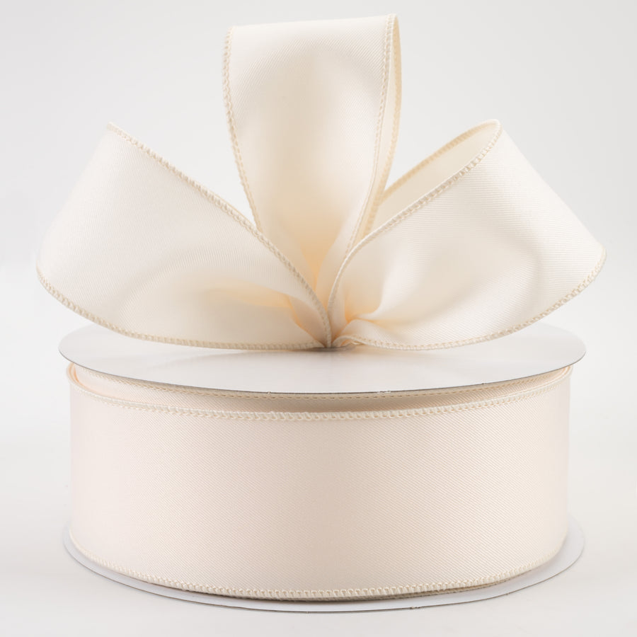 2.5" Diagonal Weave Fabric Ribbon: Ivory (50 Yards)