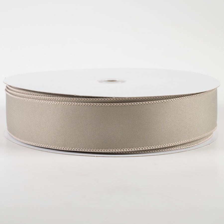 1.5" Diagonal Weave Fabric Ribbon: Taupe (50 Yards)