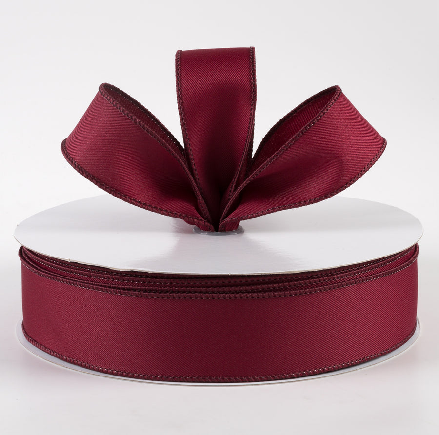 1.5" Diagonal Weave Fabric Ribbon: Wine (50 Yards)