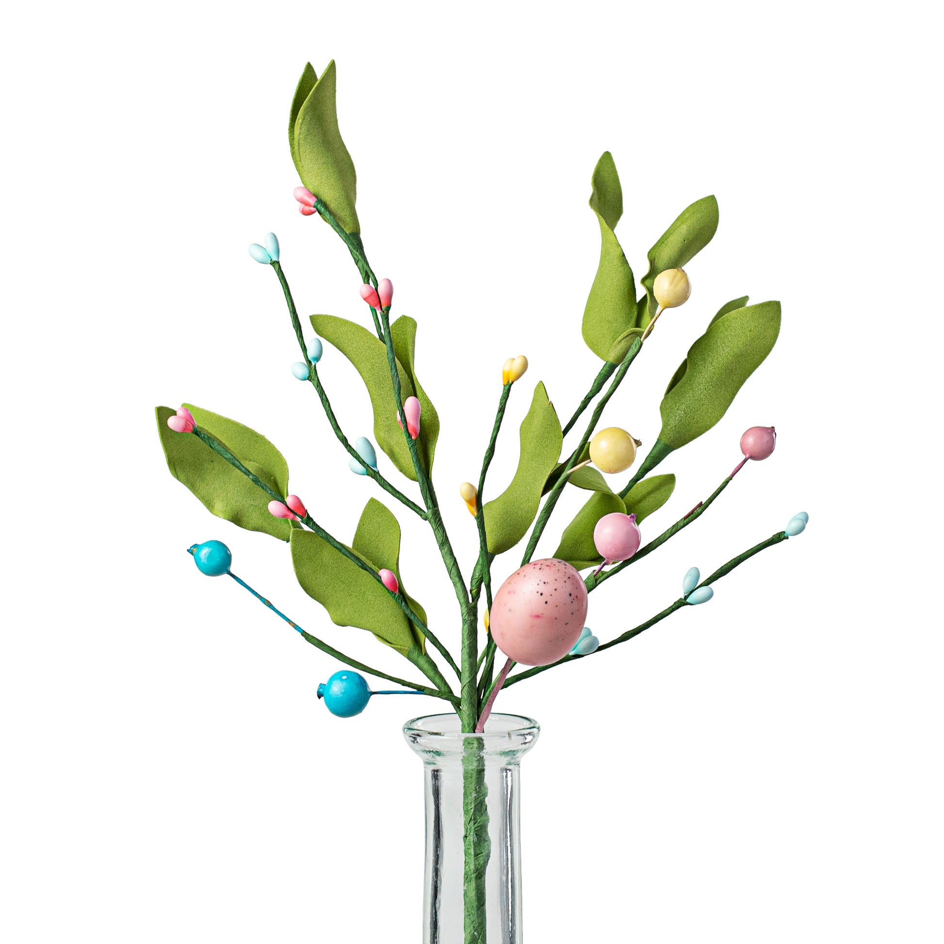 12" Easter Eggs and Herb Leaves Pick