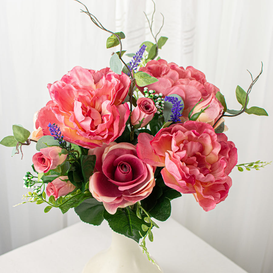 17" Rose, Peony, Lavender Bush: Mauve