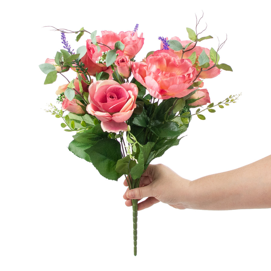 17" Rose, Peony, Lavender Bush: Mauve