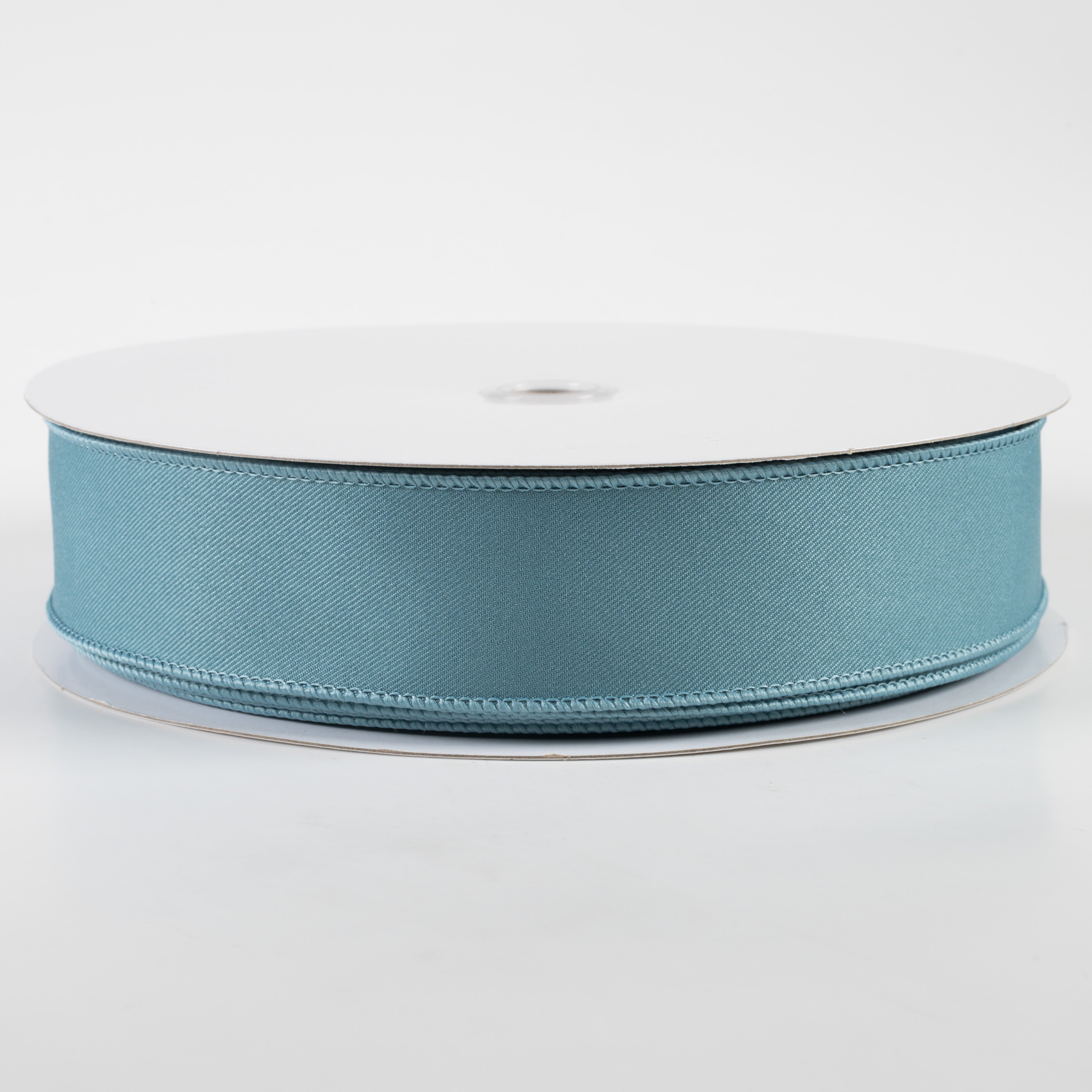 1.5" Diagonal Weave Fabric Ribbon: Smoke Blue (50 Yards)