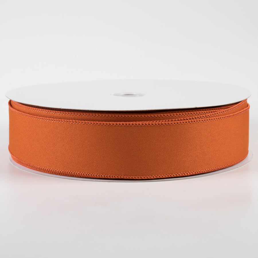 1.5" Diagonal Weave Fabric Ribbon: Autumn Orange (50 Yards)