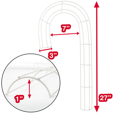 27" Box Wire Candy Cane Form: White