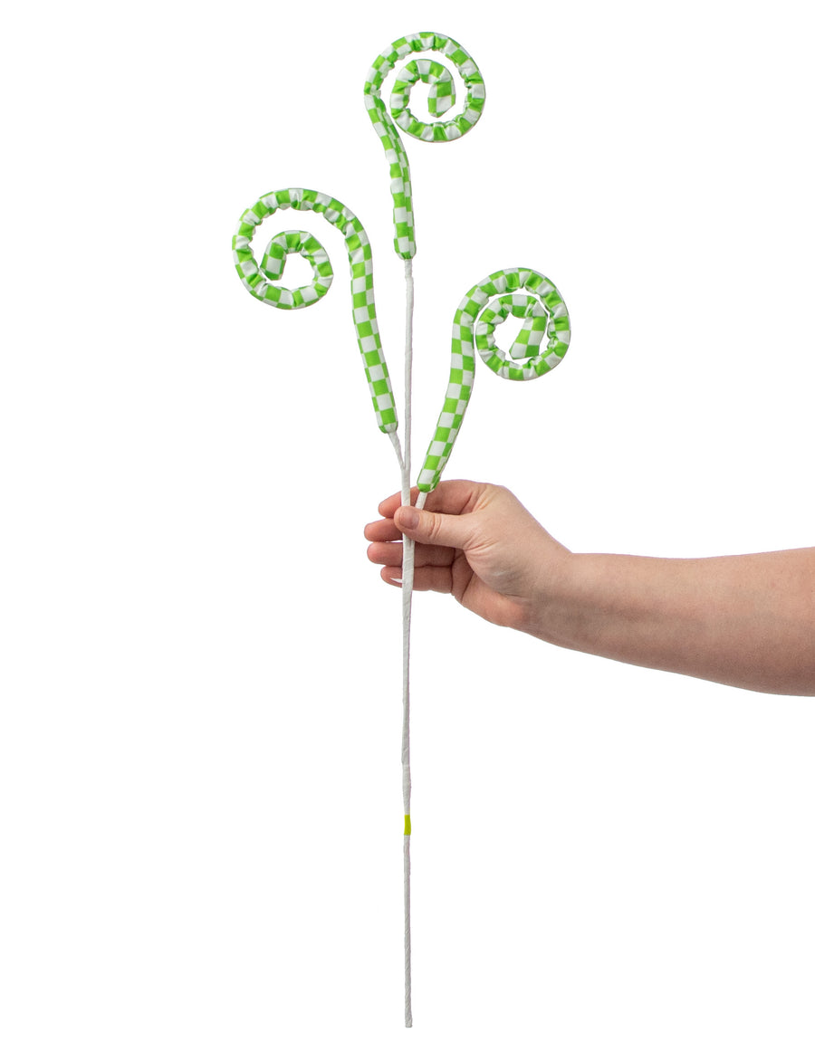 27" Checker Spiral Curl Spray: Green