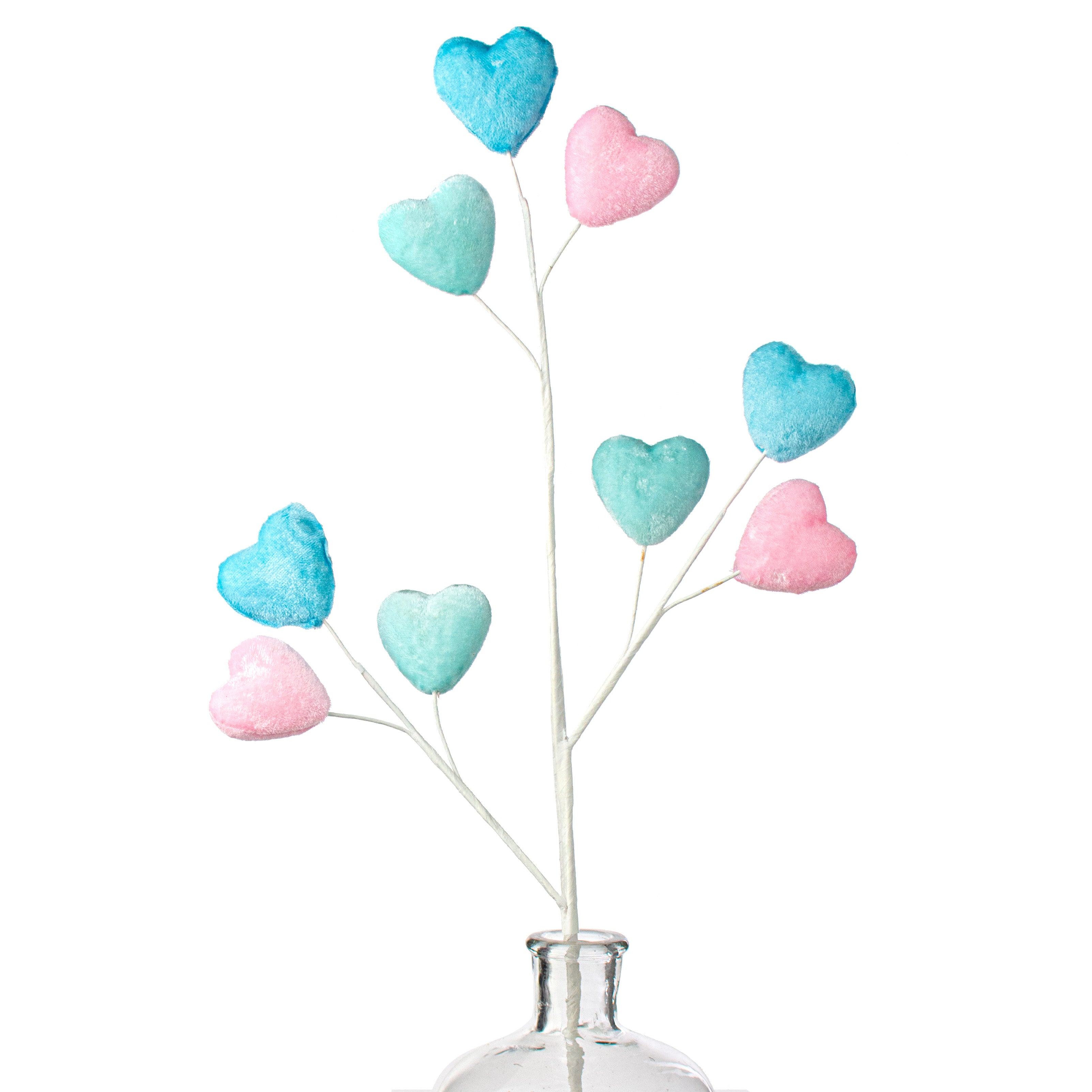 28" Heart Spray: Pink, Blue, Mint