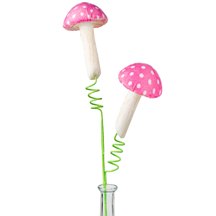 22" Polka Dot Mushroom Spray: Pink