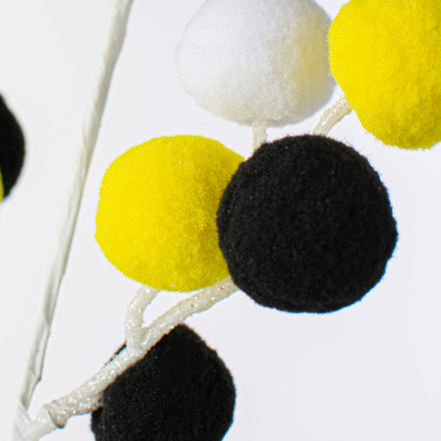 28" Felt Ball Spray: Yellow, Black, White