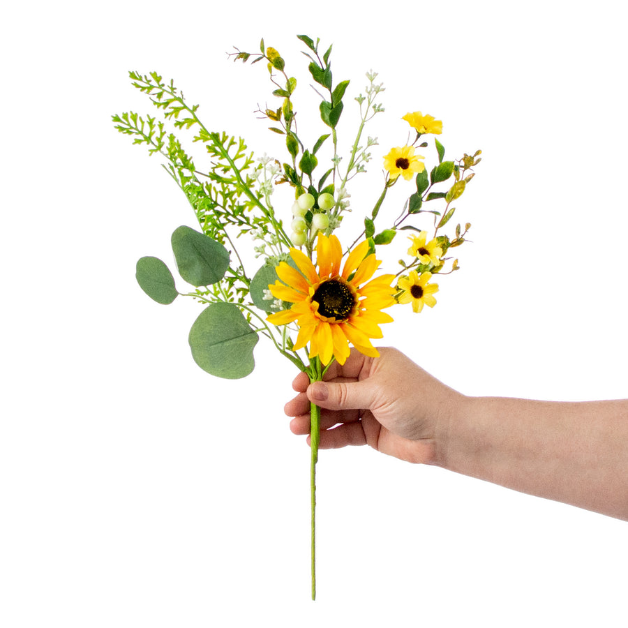 16" Sunflower Eucalyptus Pick
