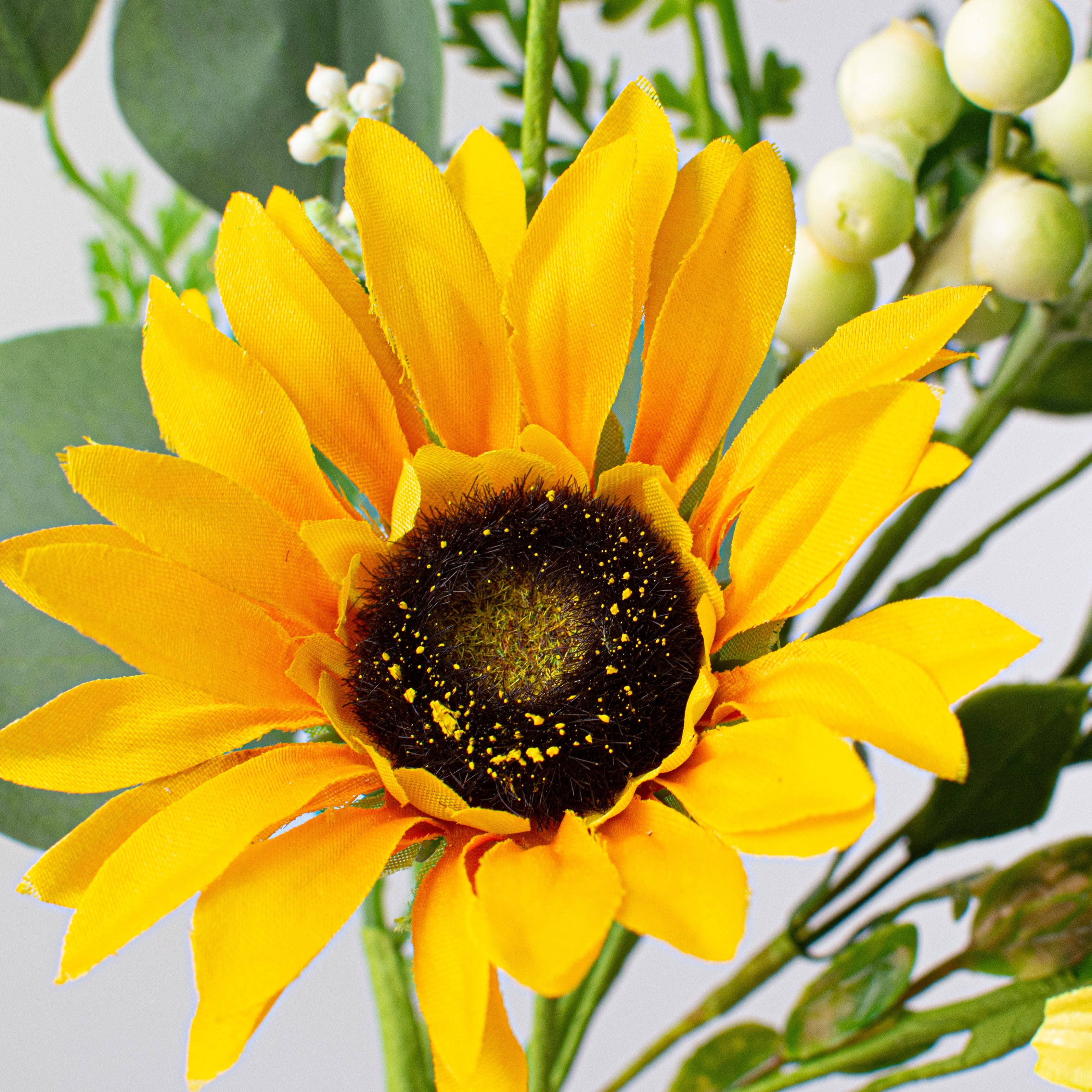 16" Sunflower Eucalyptus Pick