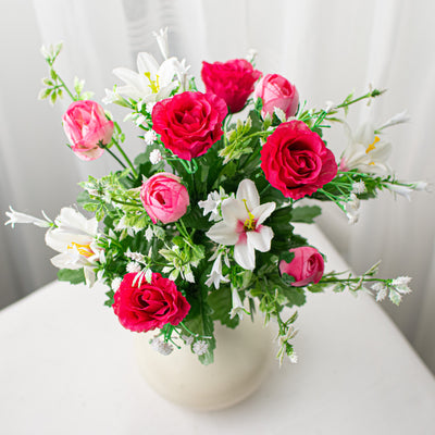 18" Rose & Lily Bush: Pink (12 Stem)