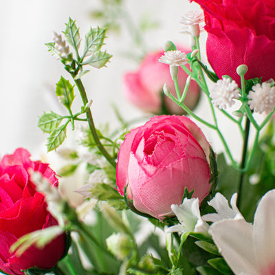 18" Rose & Lily Bush: Pink (12 Stem)