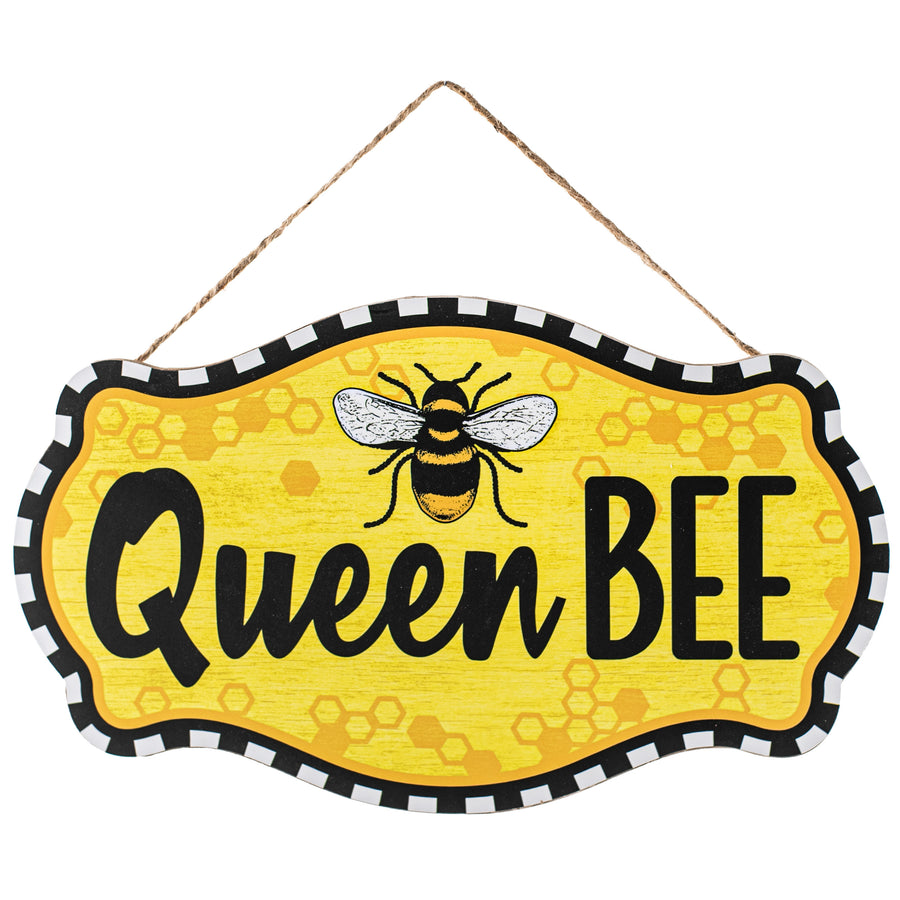 12" Scalloped Wooden Sign: Queen Bee