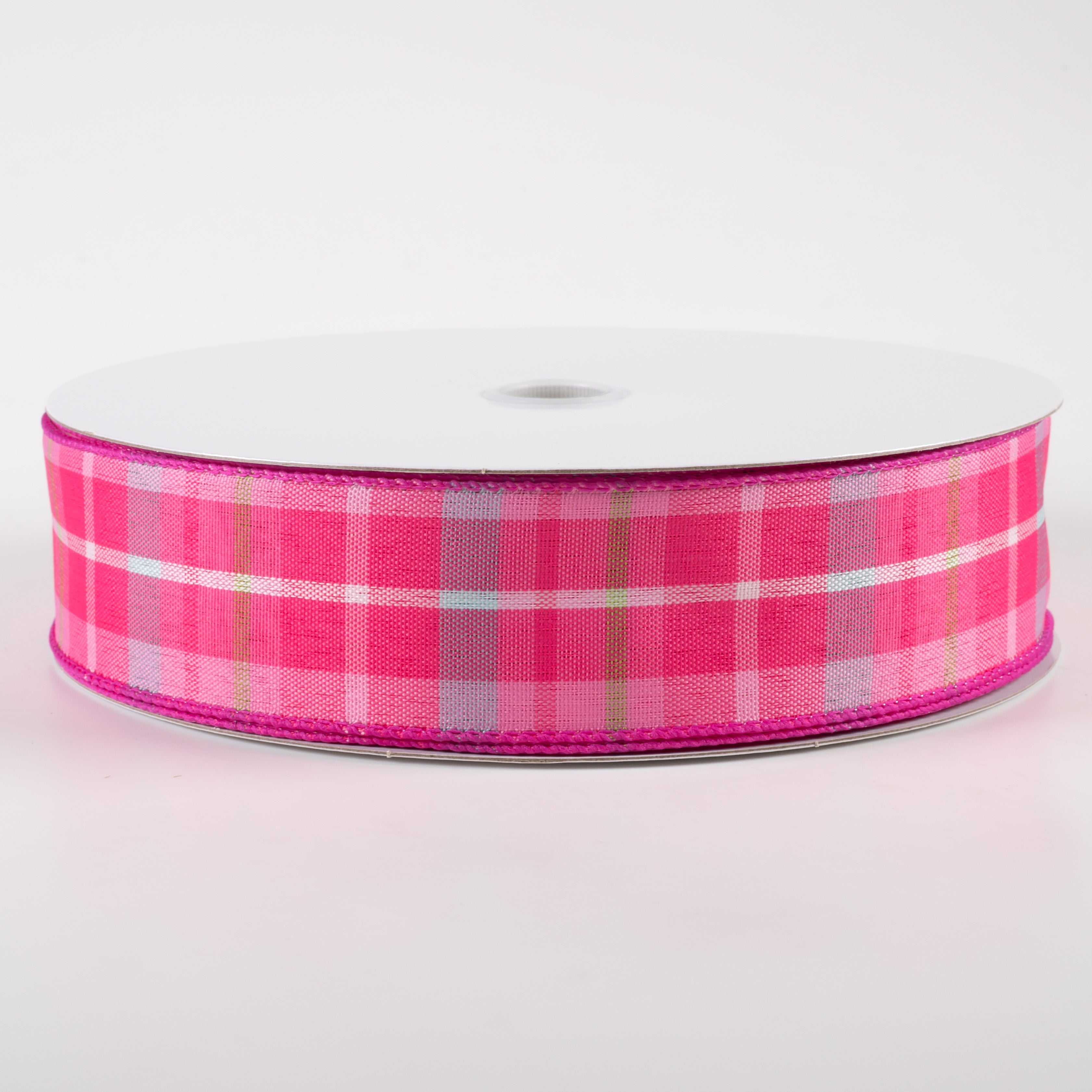 1.5" Toni Plaid Ribbon: Pink, Green, Blue (50 Yards)