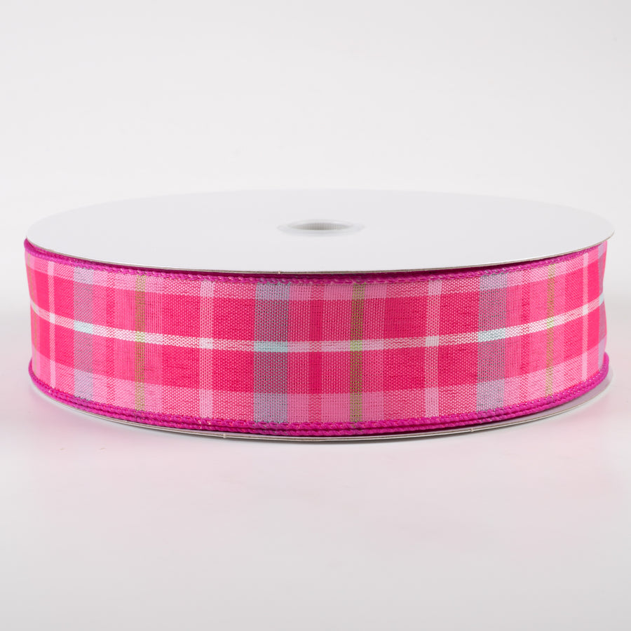 1.5" Toni Plaid Ribbon: Pink, Green, Blue (50 Yards)