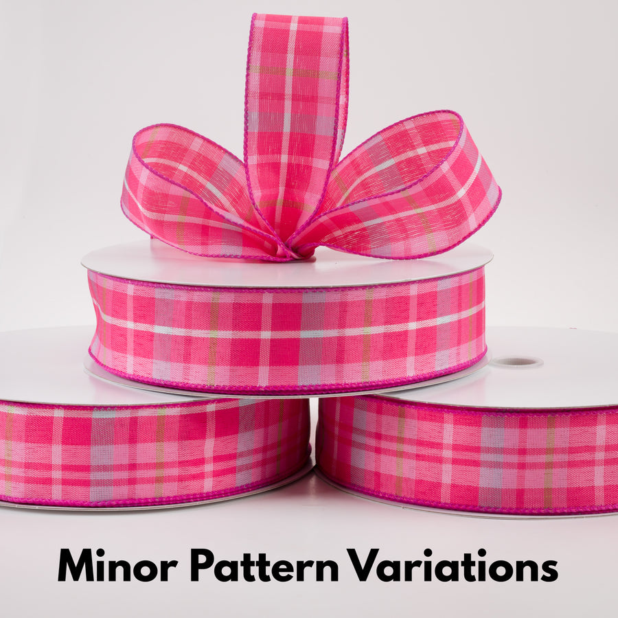 1.5" Toni Plaid Ribbon: Pink, Green, Blue (50 Yards)