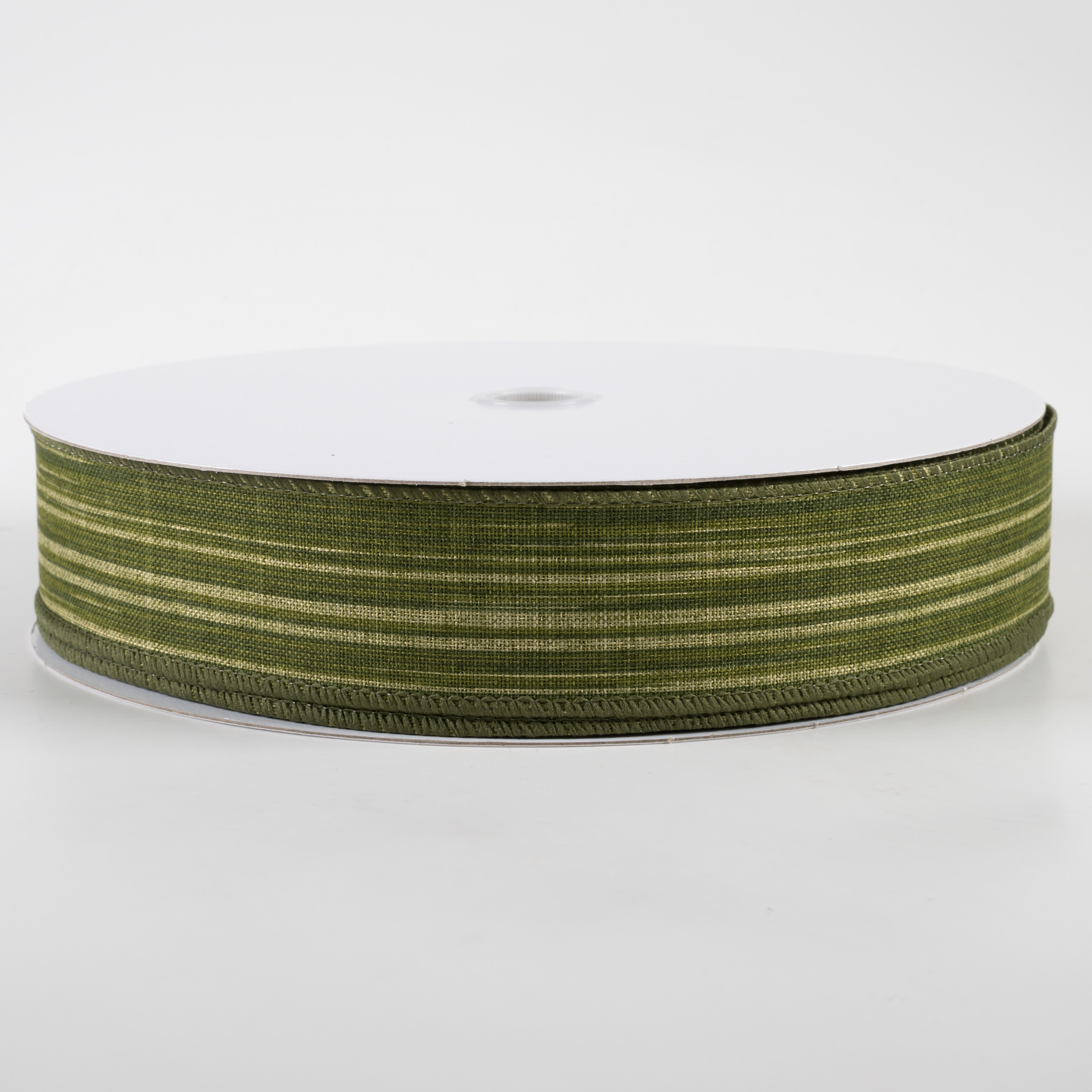 1.5" Green Leaf Stripes Ribbon (50 Yards)