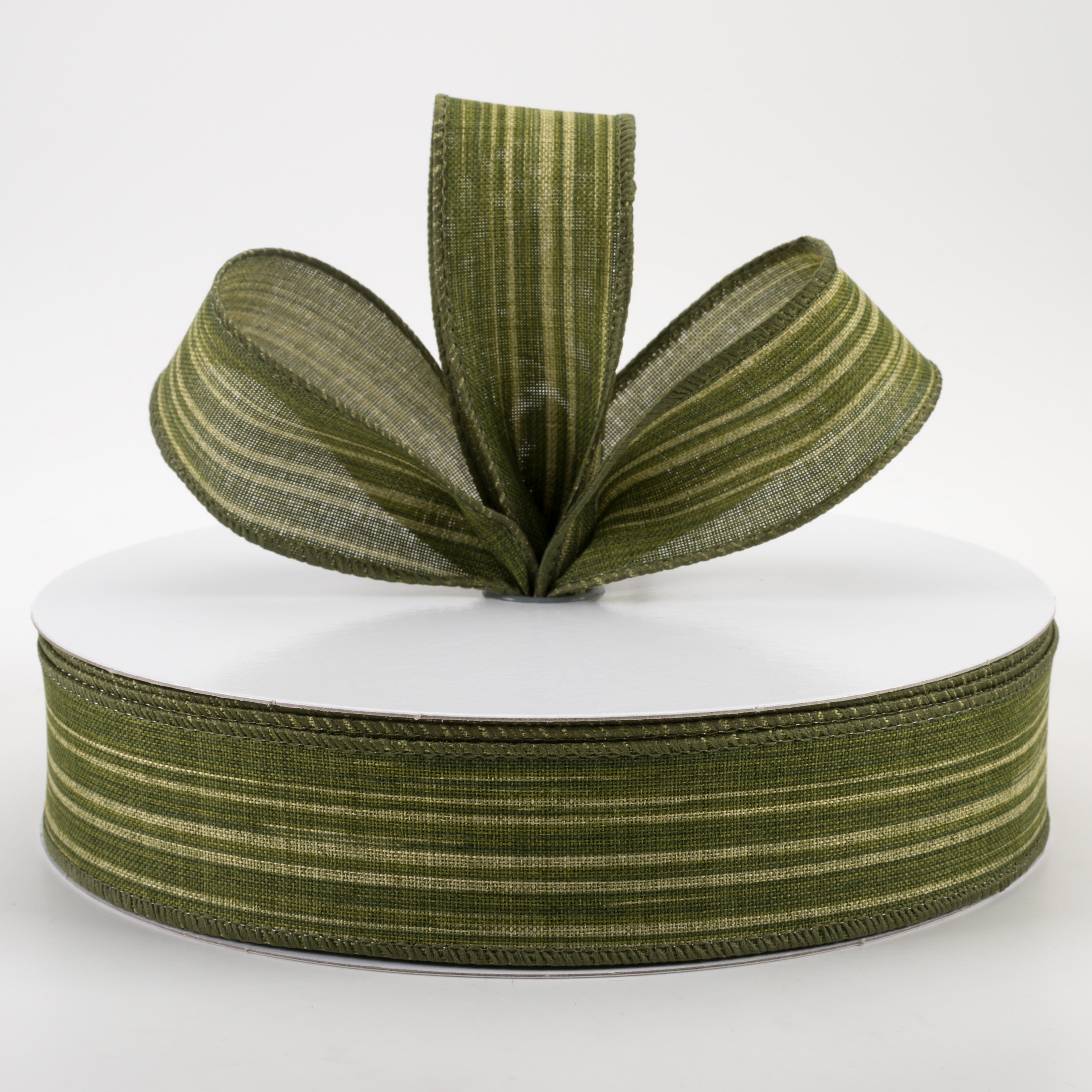 1.5" Green Leaf Stripes Ribbon (50 Yards)