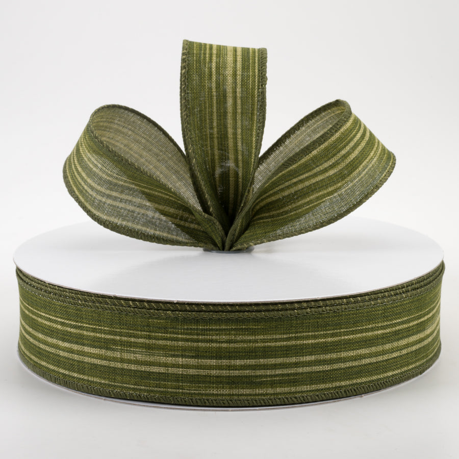 1.5" Green Leaf Stripes Ribbon (50 Yards)
