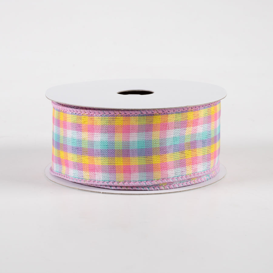 1.5" Spring Plaid Ribbon: Pink, Purple, Yellow, Blue (10 Yards)