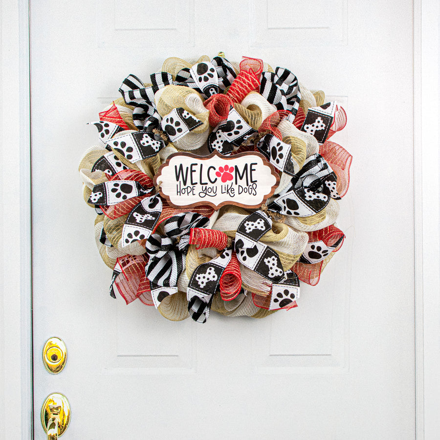 11" Scalloped Waterproof Sign: Hope You Like Dogs