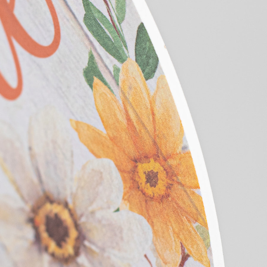 9.4" Round Waterproof Sign: Welcome Floral Bees