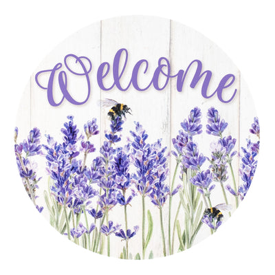 9.4" Round Waterproof Sign: Welcome Lavender