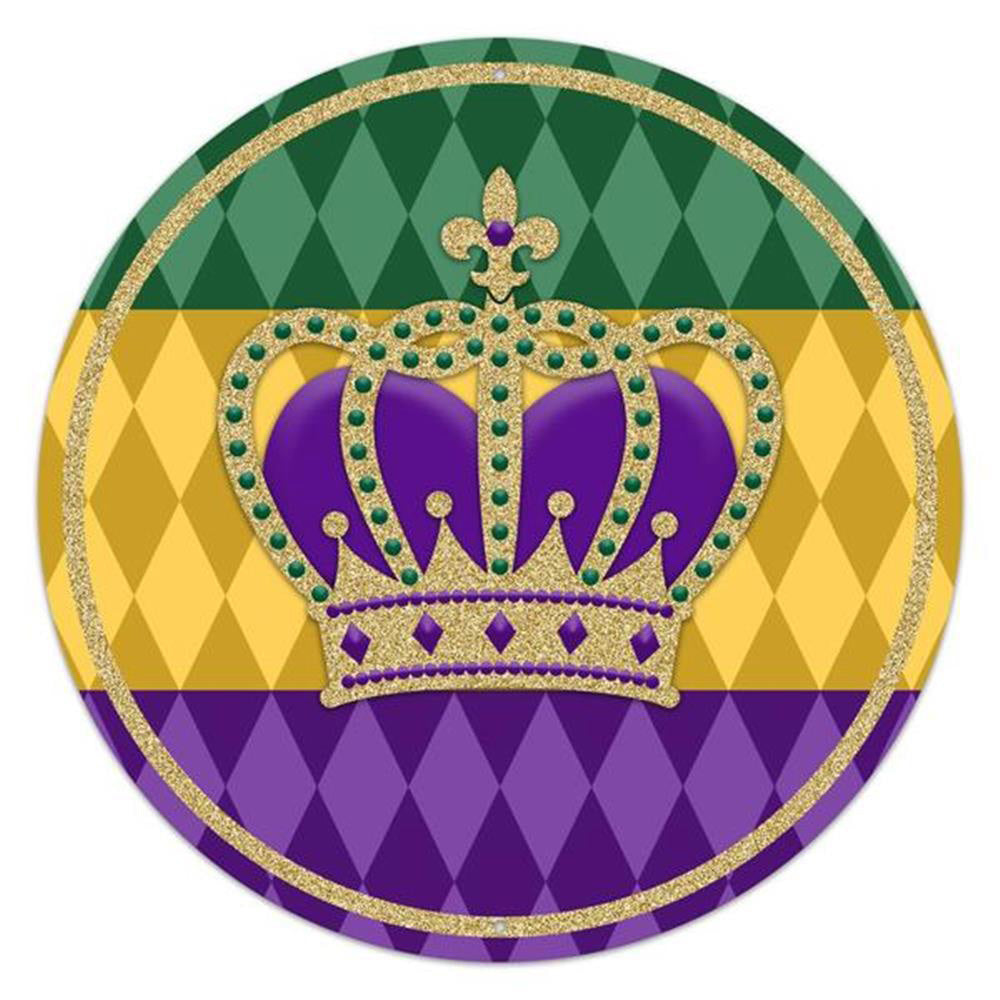 12" Metal Sign: Mardi Gras Crown