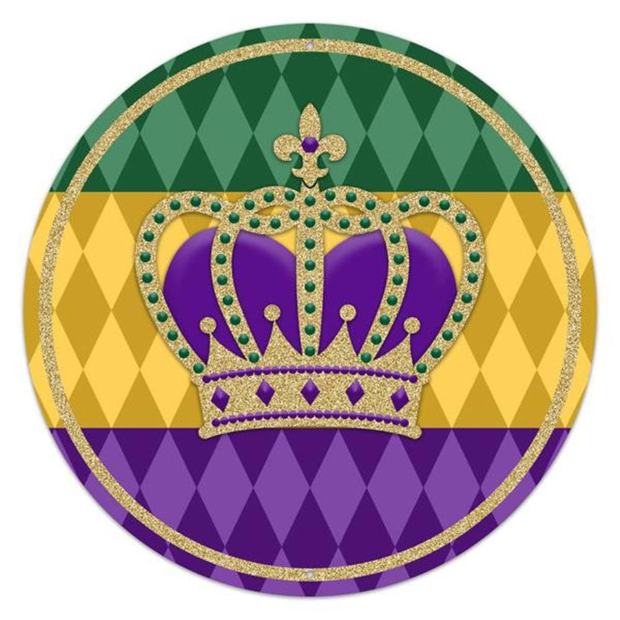 12" Metal Sign: Mardi Gras Crown