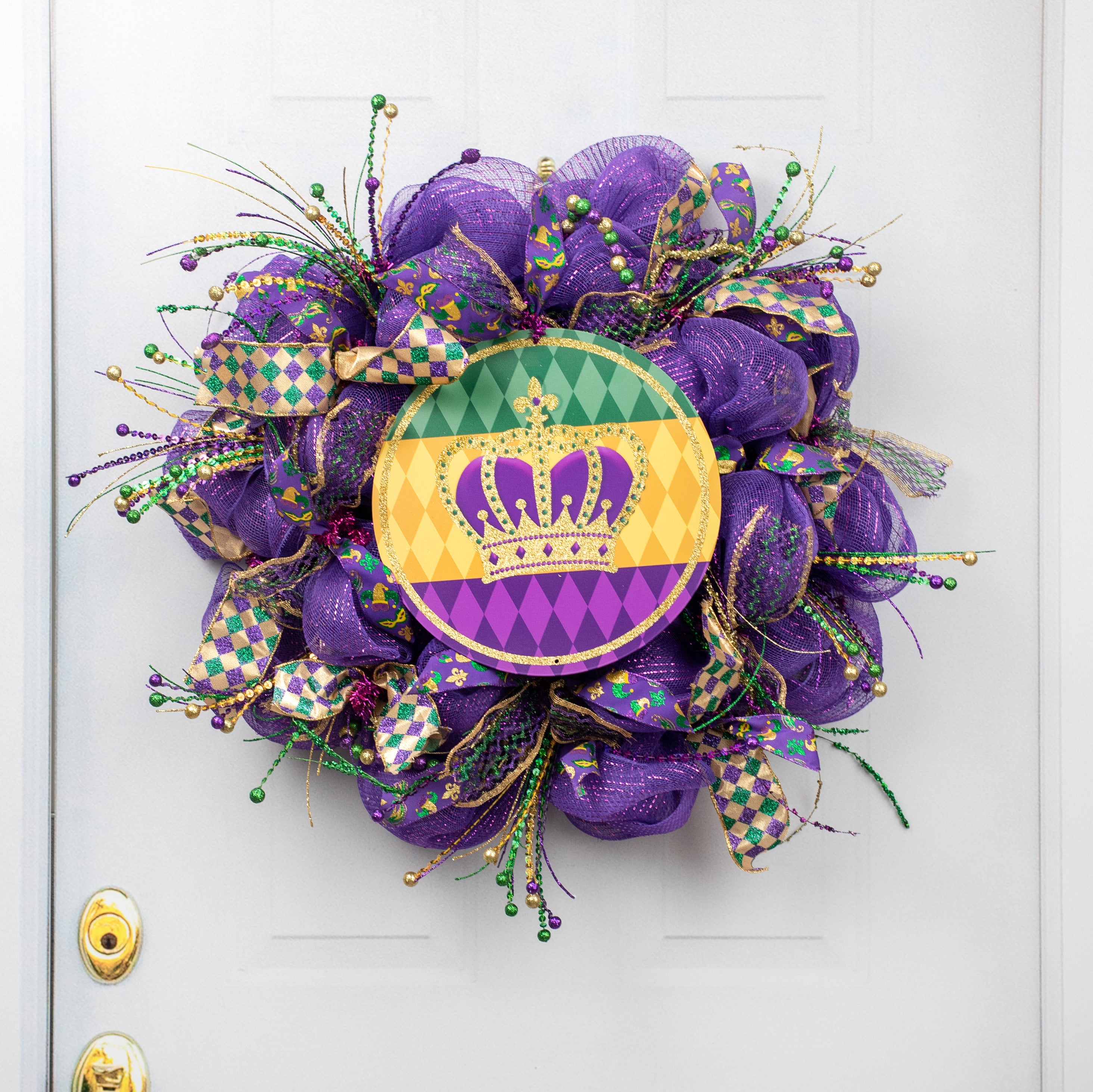 12" Metal Sign: Mardi Gras Crown
