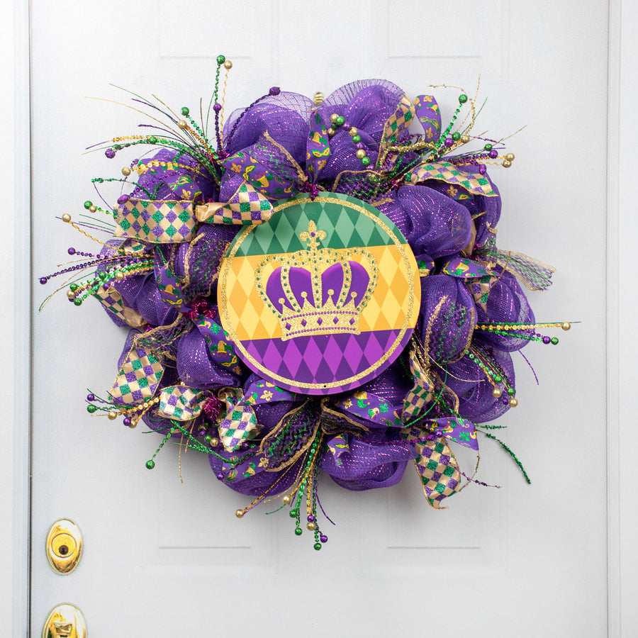 12" Metal Sign: Mardi Gras Crown