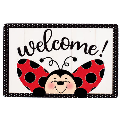 10.5" Waterproof Sign: Peeking Ladybug