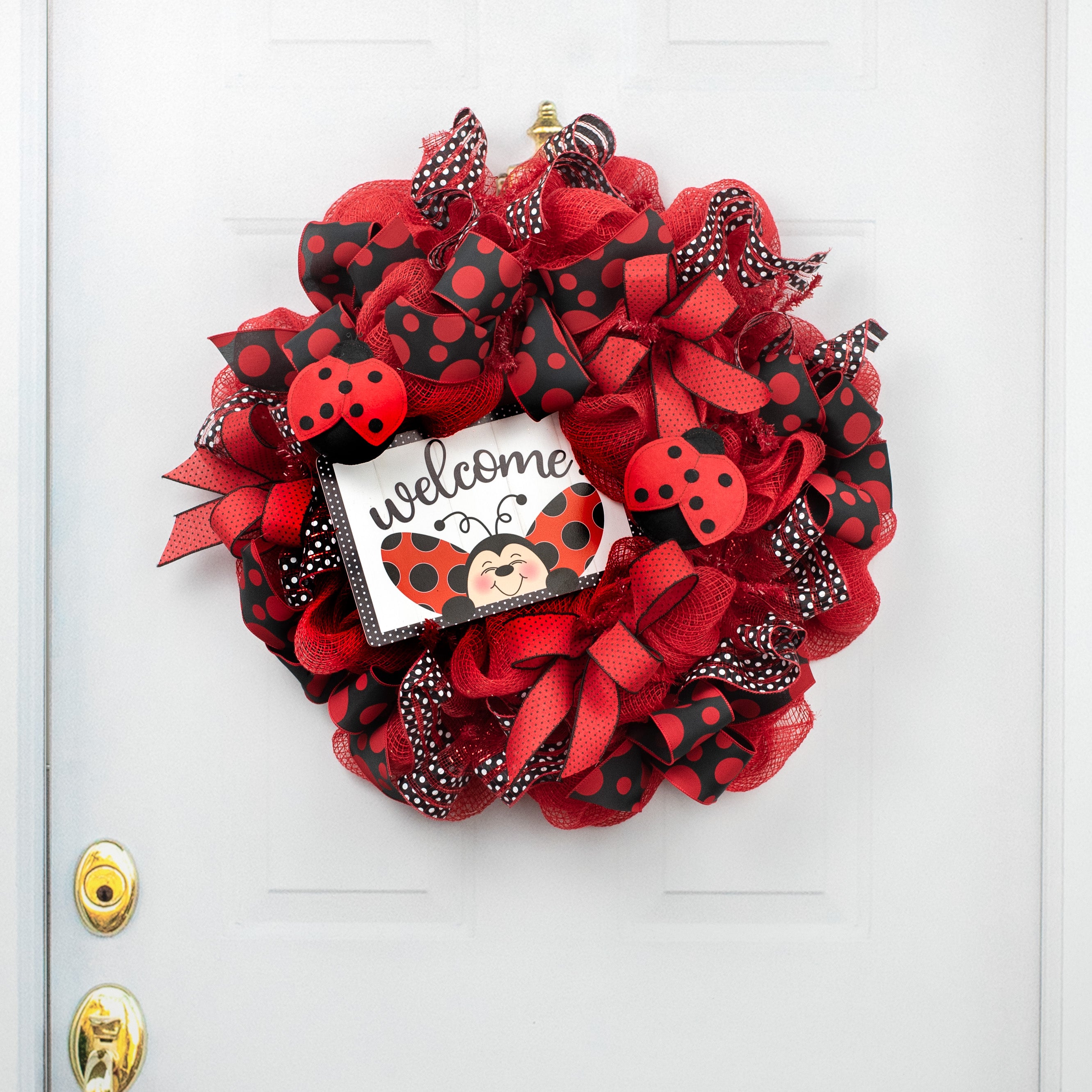 10.5" Waterproof Sign: Peeking Ladybug