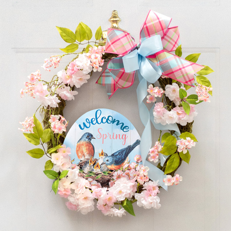 9" Waterproof Sign: Welcome Spring Bird Nest