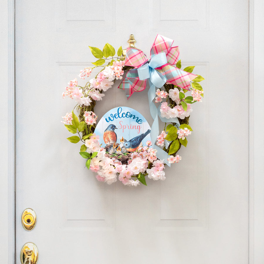 9" Waterproof Sign: Welcome Spring Bird Nest