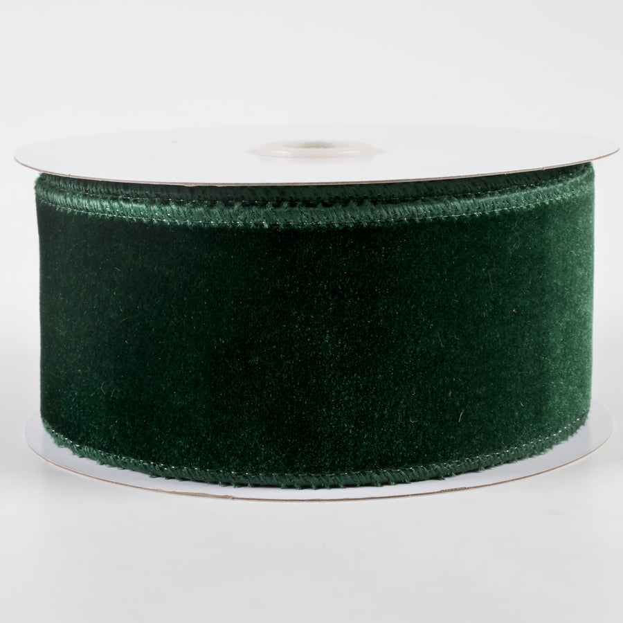 2.5" Deluxe Velvet Satin Backing Ribbon: Hunter Green (10 Yards)