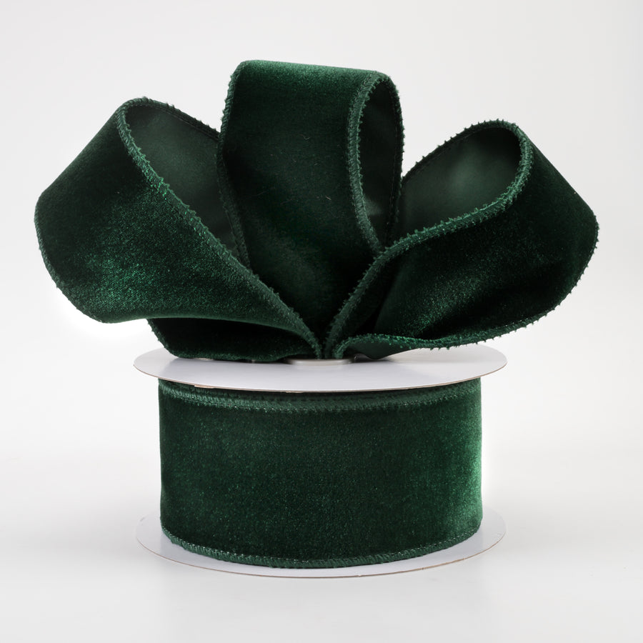 2.5" Deluxe Velvet Satin Backing Ribbon: Hunter Green (10 Yards)