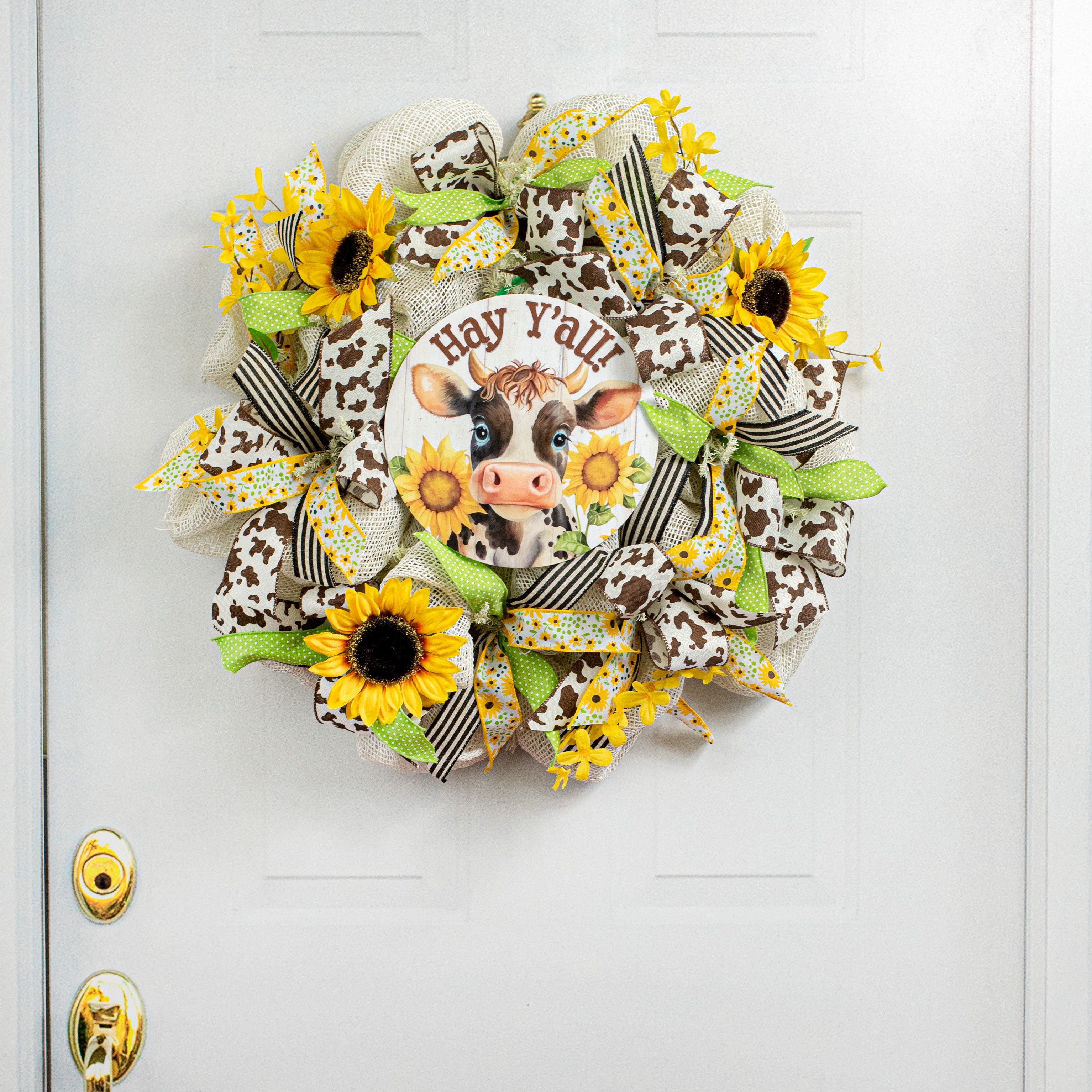 9.4" Waterproof Sign: Hay Y'all Sunflower Cow