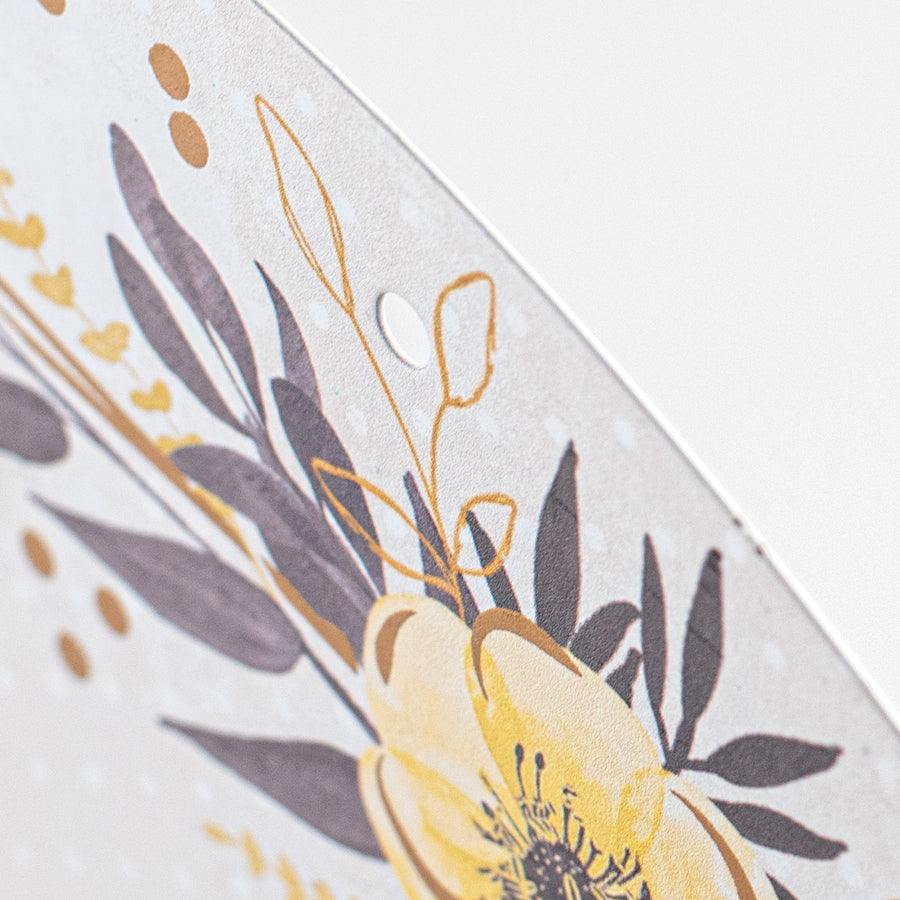 12" Metal Sign: Foil Bee with Florals