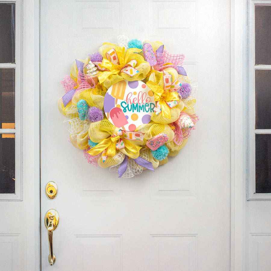 9.4" Round Waterproof Sign: Hello Summer Popsicles